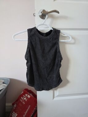 Sleeveless Washed Black Tank Top